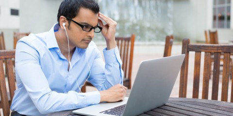 Young man using laptop